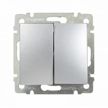Переключатель двухклавишный Legrand Valena Classic алюминий 770108