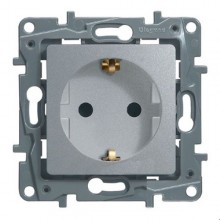 Розетка силовая Legrand Etika 2K+3 на винтах, алюминий 672421