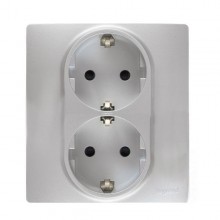Розетка двойная Legrand Etika 2x2K+3 алюминий 672423